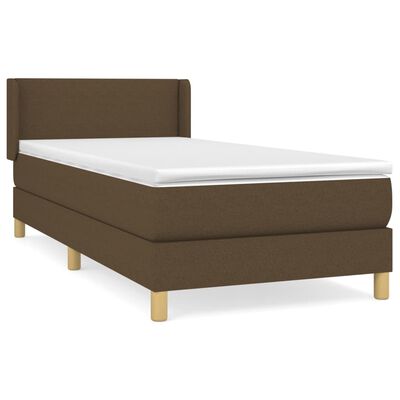 vidaXL Cama box spring con colchón tela marrón oscuro 100x200 cm