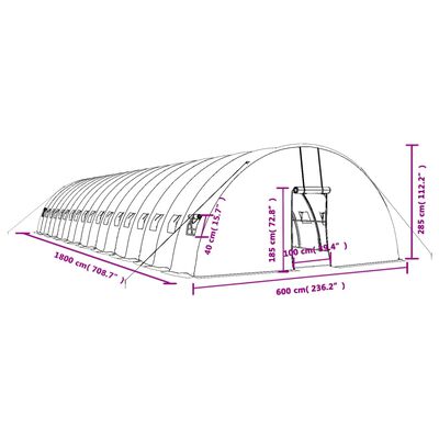 vidaXL Invernadero con estructura de acero blanco 108 m² 18x6x2,85 m