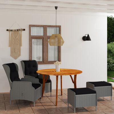 vidaXL Juego de comedor para jardín de 5 piezas gris oscuro