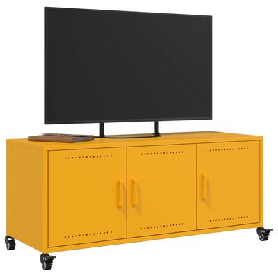 vidaXL Mueble de TV de acero amarillo mostaza 100,5x39x43,5 cm