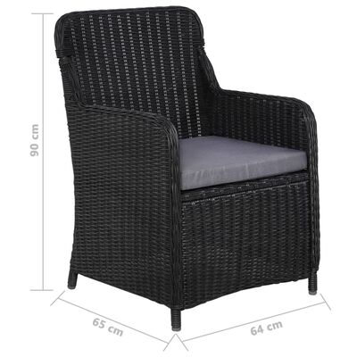 vidaXL Juego de comedor para jardín 5 piezas negro