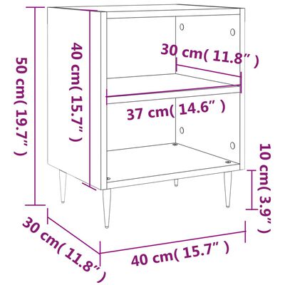 vidaXL Mesita de noche madera de ingeniería gris Sonoma 40x30x50 cm