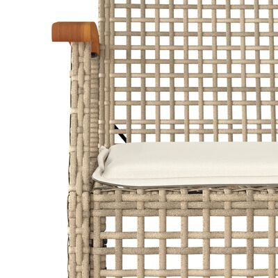 vidaXL Sillas de jardín con cojín 4 uds ratán PE beige y madera acacia