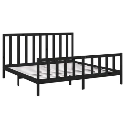 vidaXL Estructura de cama de madera maciza de pino negra 200x200 cm