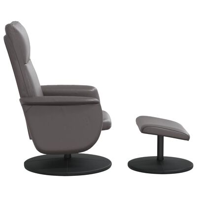 vidaXL Sillón reclinable con reposapiés cuero sintético gris