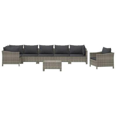 vidaXL Set de muebles de jardín 8 pzas y cojines ratán sintético gris