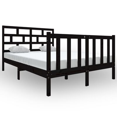 vidaXL Estructura de cama de madera maciza de pino negro 140x190 cm