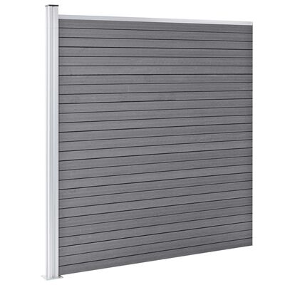 vidaXL Set de valla 8 cuadradas + 1 oblicua WPC gris 1484x186 cm