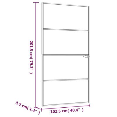 vidaXL Puerta interior vidrio templado y aluminio blanco 102x201,5 cm