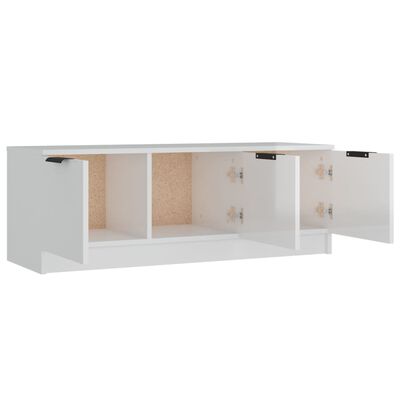 vidaXL Mueble de TV madera contrachapada blanco brillo 102x35x36,5 cm