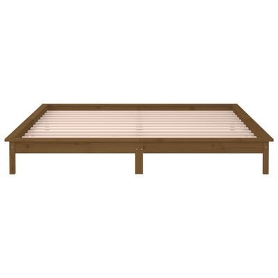 vidaXL Estructura de cama con LED madera maciza marrón miel 150x200 cm