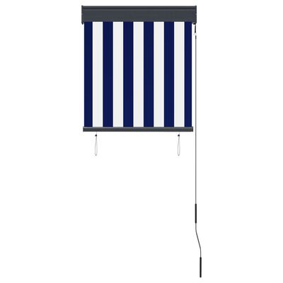 vidaXL Estor enrollable de exterior azul y blanco 60x250 cm