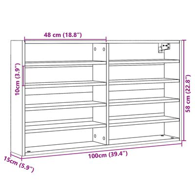 vidaXL Vitrina de madera de ingeniería gris hormigón 100x15x58 cm