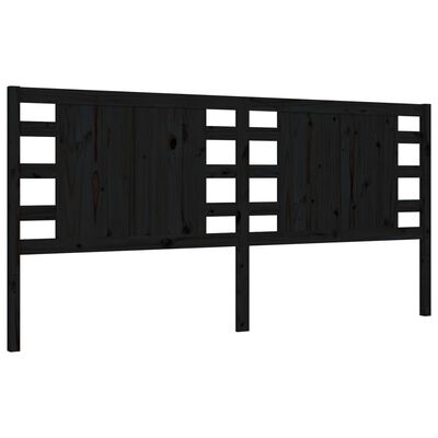 vidaXL Estructura cama de matrimonio con cabecero madera maciza negro