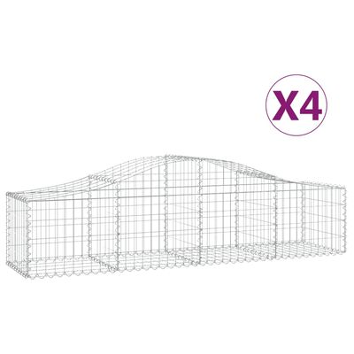 vidaXL Cestas de gaviones 4 uds forma de arco hierro 200x50x40/60 cm