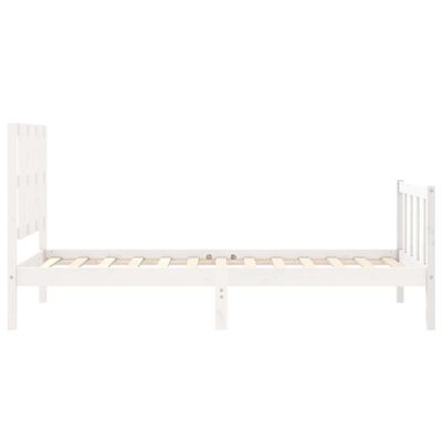 vidaXL Estructura de cama con cabecero madera maciza blanco 90x200 cm