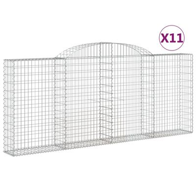 vidaXL Cestas gaviones 11 uds forma de arco hierro 300x30x120/140 cm