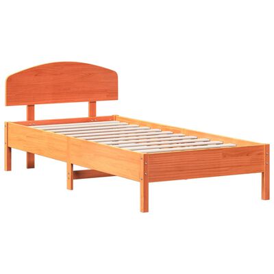 vidaXL Cama sin colchón madera maciza de pino marrón cera 100x200 cm