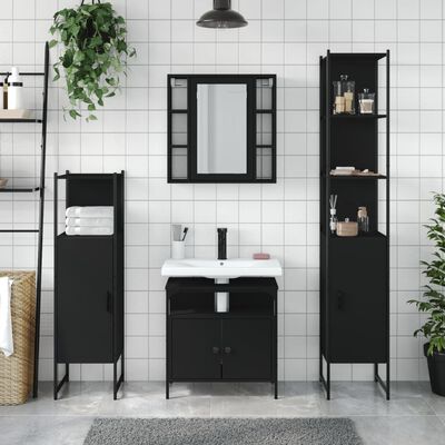 vidaXL Juego de muebles de baño 4 piezas madera de ingeniería negro