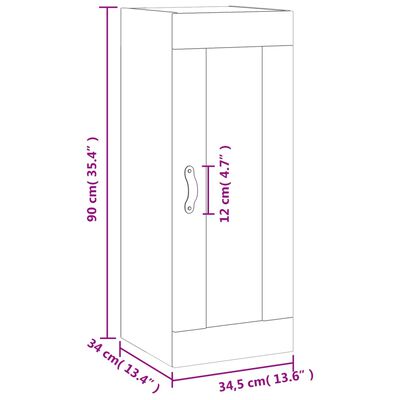 vidaXL Armario de pared roble Sonoma 34,5x34x90 cm