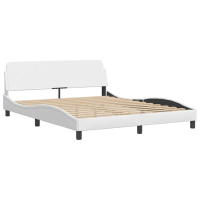 vidaXL Estructura de cama sin colchón cuero sintético blanco 160x200cm