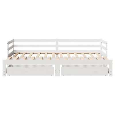 vidaXL Sofá cama nido con cajones madera maciza pino blanca 80x200 cm