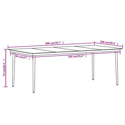 vidaXL Juego de comedor de jardín 7 piezas negro