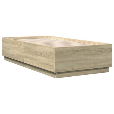 vidaXL Estructura cama con luces LED madera roble Sonoma 90x190 cm