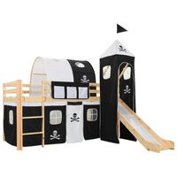 vidaXL Cama alta para niños tobogán y escalera madera pino 97x208 cm