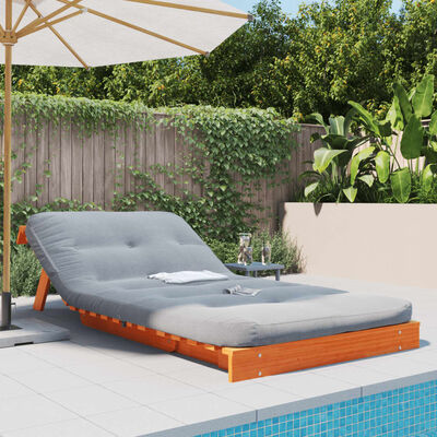 vidaXL Futón sofá cama con colchón madera maciza marrón 100x206x11 cm