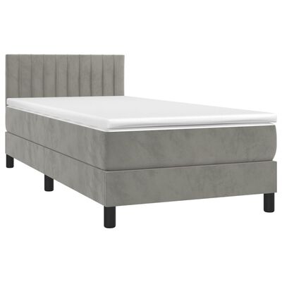 vidaXL Cama box spring con colchón terciopelo gris claro 80x200 cm