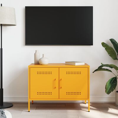 vidaXL Mueble de TV de acero amarillo mostaza 68x39x50,5 cm