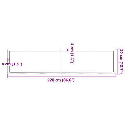 vidaXL Estante pared madera roble tratada marrón claro 220x50x(2-4) cm