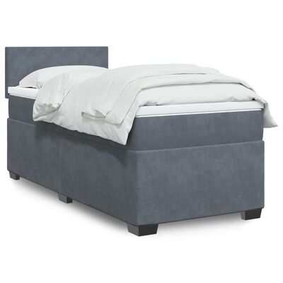 vidaXL Cama box spring con colchón terciopelo gris oscuro 90x190 cm