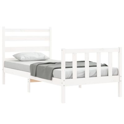 vidaXL Estructura de cama con cabecero madera maciza blanco 90x190 cm