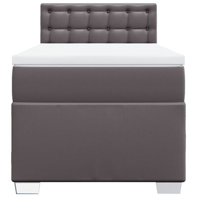 vidaXL Cama box spring con colchón cuero sintético gris 90x190 cm