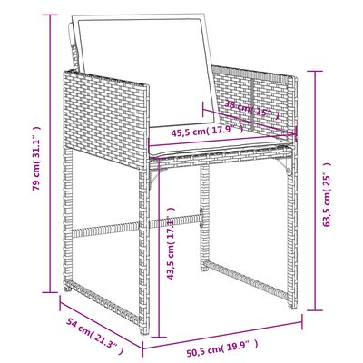 vidaXL Set comedor de jardín con cojines 15 pzas ratán sintético beige