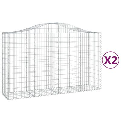 vidaXL Cestas de gaviones 2 uds forma de arco hierro 200x50x120/140 cm