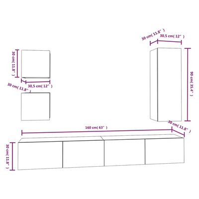 vidaXL Set de muebles para TV 5 piezas madera contrachapada blanco