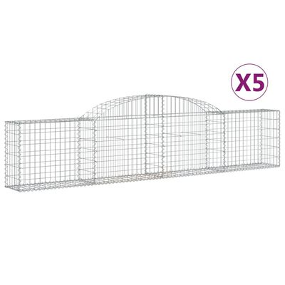 vidaXL Cestas de gaviones 5 uds forma de arco hierro 300x30x60/80 cm