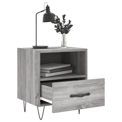 vidaXL Mesitas noche 2 uds madera ingeniería gris Sonoma 40x35x47,5 cm