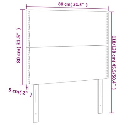 vidaXL Cabecero con luces LED cuero sintético gris 80x5x118/128 cm