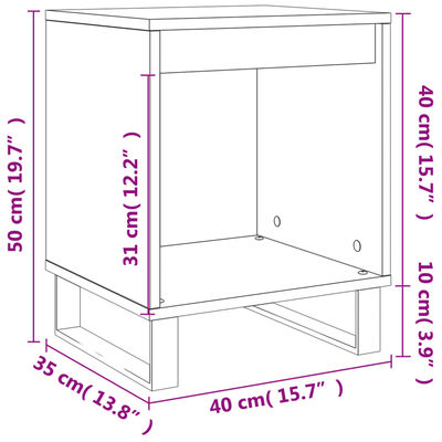 vidaXL Mesita de noche madera de ingeniería roble Sonoma 40x35x50 cm