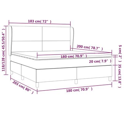 vidaXL Cama box spring con colchón terciopelo negro 180x200 cm