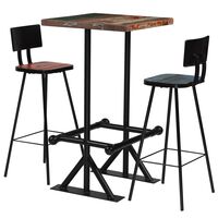 vidaXL Set de muebles de bar 3 pzas madera maciza reciclada multicolor