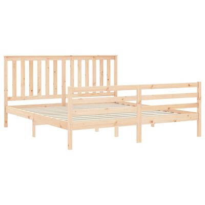 vidaXL Estructura de cama de matrimonio con cabecero madera maciza