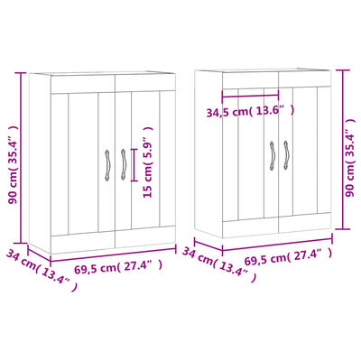 vidaXL Armarios de pared 2 uds madera de ingeniería negro