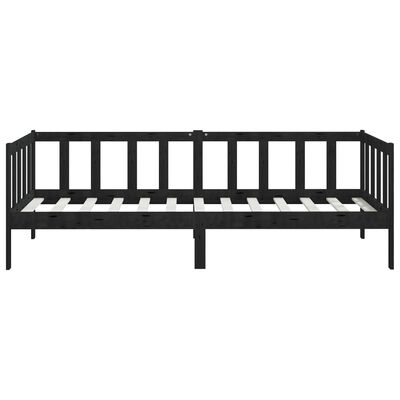 vidaXL Cama de día de madera maciza de pino negro 90x200 cm