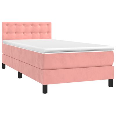 vidaXL Cama box spring con colchón terciopelo rosa 80x200 cm