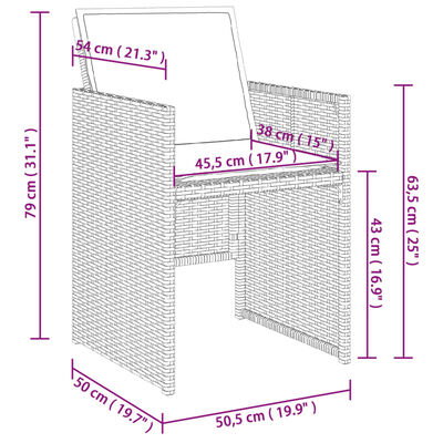 vidaXL Set comedor de jardín con cojines 13 pzas ratán sintético negro